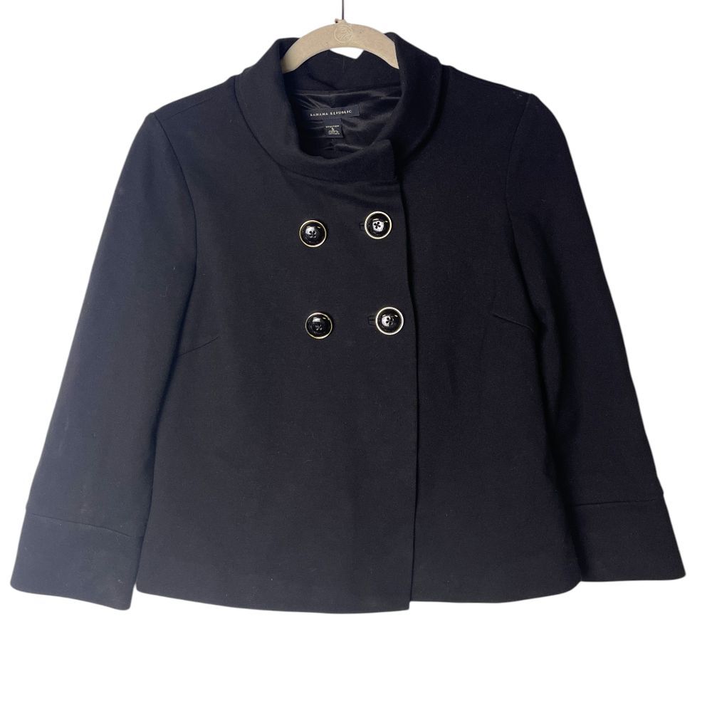 Banana Republic Black Stand Collar Button Front Short Blazer Jacket S‎